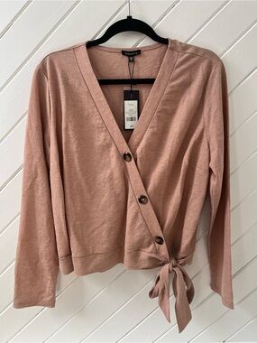 Dynamite Women's Dusty Rose Wrap Button Top